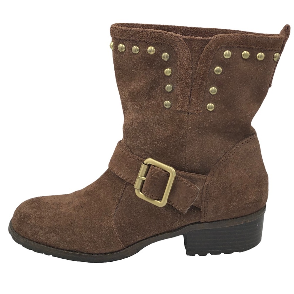 INC International Concepts Brown Leather Moto Boots 8.5